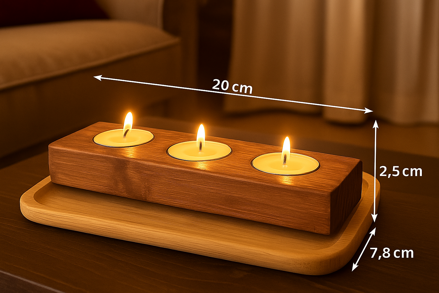 Свещник за 3 чаени свещи - елегантен акцент за всеки дом