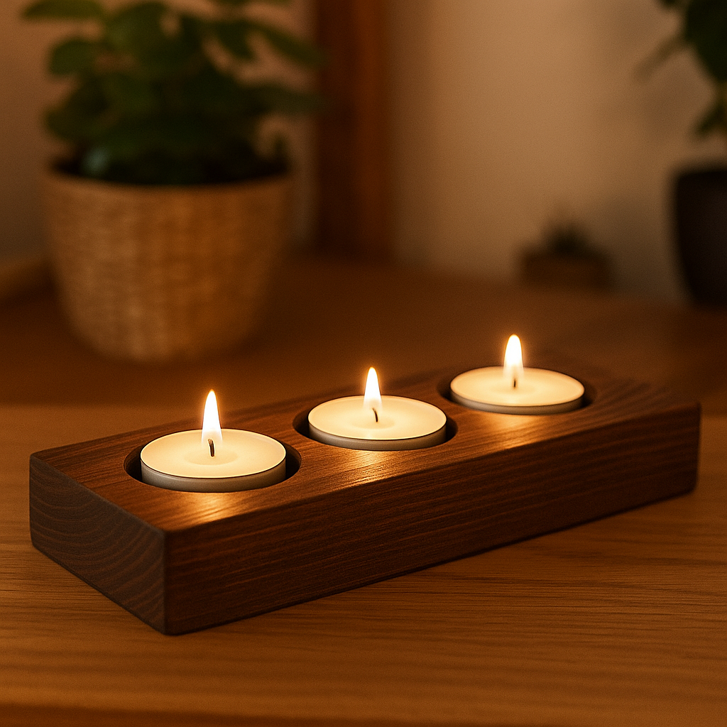 Свещник за 3 чаени свещи - елегантен акцент за всеки дом