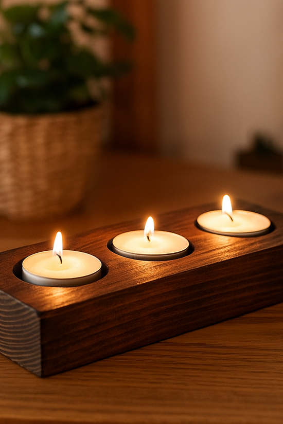 Свещник за 3 чаени свещи - елегантен акцент за всеки дом