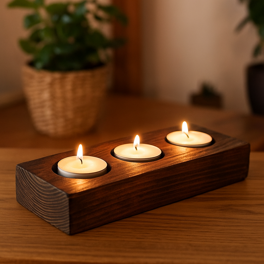 Свещник за 3 чаени свещи - елегантен акцент за всеки дом